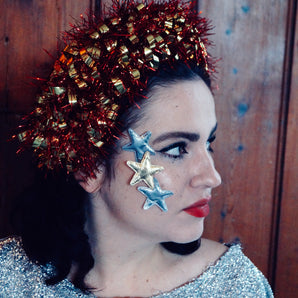 Red and Gold vintage tinsel headband