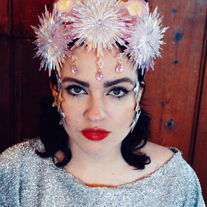 Pink and Iridescent Christmas Crown headband