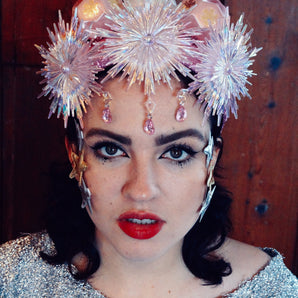 Pink and Iridescent Christmas Crown headband