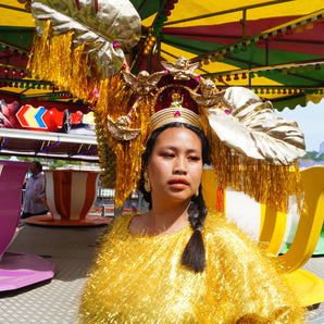 Giant Tinsel Gold Leaf Cherub Headpiece