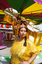 Load image into Gallery viewer, Giant Tinsel Gold Leaf Cherub Headpiece
