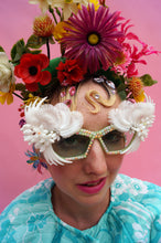 Load image into Gallery viewer, MEGA OTT - Feather and jewel encrusted pointy Dame Edna Glasses

