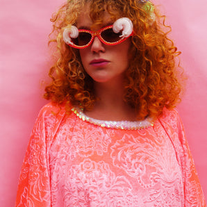 Mini Neon Pink embossed Velvet Mini-Dress