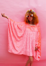 Load image into Gallery viewer, Mini Neon Pink embossed Velvet Mini-Dress
