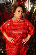 Load image into Gallery viewer, Tinsel Tassel Red Maxi Kaftan Dress
