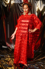 Load image into Gallery viewer, Tinsel Tassel Red Maxi Kaftan Dress
