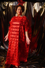 Load image into Gallery viewer, Tinsel Tassel Red Maxi Kaftan Dress
