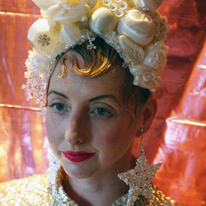Snow Goddess Iridescent White Silk Baubles Headdress