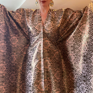 Pink and Gold snowflake pearlescent brocade robe / Kimono and kaftan Dress