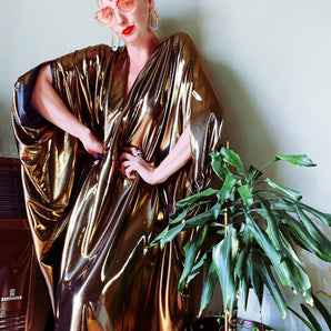 Liquid Gold Slinky Kaftan Midi / Maxi / Kimono