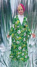 Load image into Gallery viewer, Spring Flower power floral Green and white Kaftan Gown
