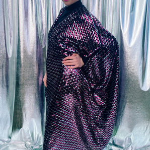 Vintage pink and Silver Crochet Sequin Kaftan Gown - Studio 54
