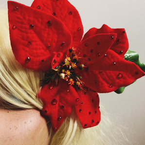 Pair of Jewelled Poinsettia Hair Clips *Order before 18th for Christmas post*