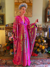 Load image into Gallery viewer, Heavily sequinned HOT pink iridescent shiny/matte Free size Kaftan Gown UK 6 - 26

