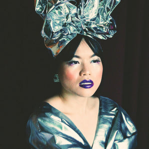 Silver Bespoke Metallic PVC Turban