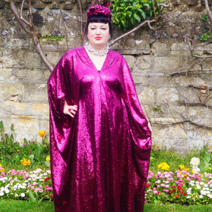 Cerise Pink Sequin Kaftan Dress