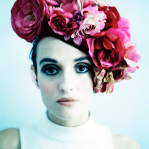 Deep pink roses flower crown