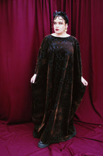Load image into Gallery viewer, Velvet flocked black/brown Free size Kaftan Maxi Dress UK 6 - 26
