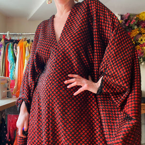 Glitter Red and Black Lurex Maxi Kaftan Gown/Dress