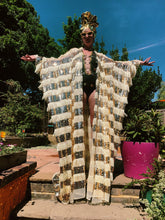 Load image into Gallery viewer, Sequin Fringing Tassel Robe in Gold and Cream
