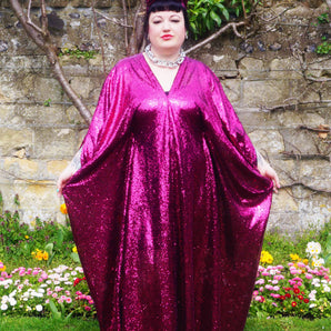 Cerise Pink Sequin Kaftan Dress