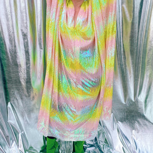 Ombre Pastel and iridescent Sequin mesh MAXI Kaftan Couture kaftan dress