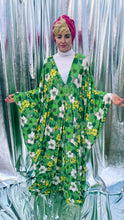 Load image into Gallery viewer, Spring Flower power floral Green and white Kaftan Gown
