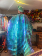 Load image into Gallery viewer, Metallic Holographic/ Pearlescent shimmer double sided quilted Kaftan Gown

