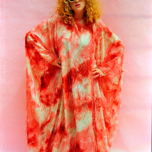 TIE-DYE PRINTED CHIFFON Sheer Kafan Dress - Free Size