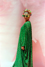 Load image into Gallery viewer, SUPER glittery Sparkle Green and Gold Sheer stretch Kaftan Dress

