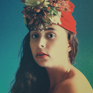 Red Velvet Floral Turban