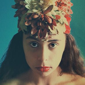 Red Velvet Floral Turban