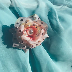 Pearl pale pink Rose Brooch/  Hair Clip