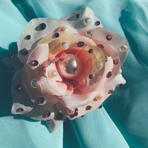 Pearl pale pink Rose Brooch/  Hair Clip