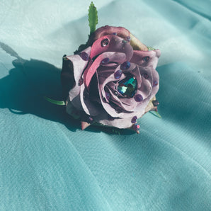 Lilac Heart Bejewelled Rose Bejewelled Brooch