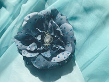Load image into Gallery viewer, Cornflower Blue Cabbage Rose Bejewelled Brooch
