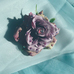 Lilac Bejewelled Rose Bejewelled Brooch