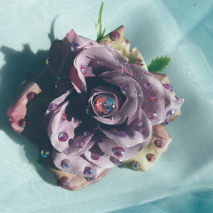 Lilac Bejewelled Rose Bejewelled Brooch