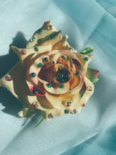 Load image into Gallery viewer, yellow/cream Bejewelled Rose Bejewelled Brooch
