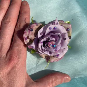 Lilac Heart Bejewelled Rose Bejewelled Brooch
