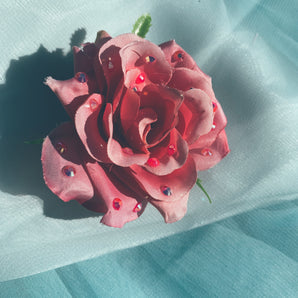 CANDY Pink Rose Bejewelled Brooch