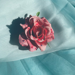 CANDY Pink Rose Bejewelled Brooch