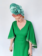 Load image into Gallery viewer, Love witch Green and Silver Angel Sleeve 70s maxi dress *Personal Collection*
