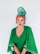 Load image into Gallery viewer, Love witch Green and Silver Angel Sleeve 70s maxi dress *Personal Collection*
