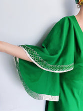 Load image into Gallery viewer, Love witch Green and Silver Angel Sleeve 70s maxi dress *Personal Collection*
