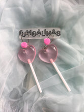 Load image into Gallery viewer, Super cute Love heart Earrings with pom poms 9cm
