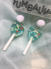 Load image into Gallery viewer, Super cute Love heart Earrings with pom poms Small
