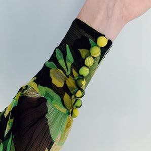 70s cut out Chiffon Fluorescent Yellow Maxi Dress Size Small UK 8