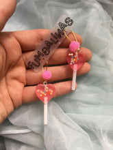 Load image into Gallery viewer, Super cute Love heart Earrings with pom poms Small
