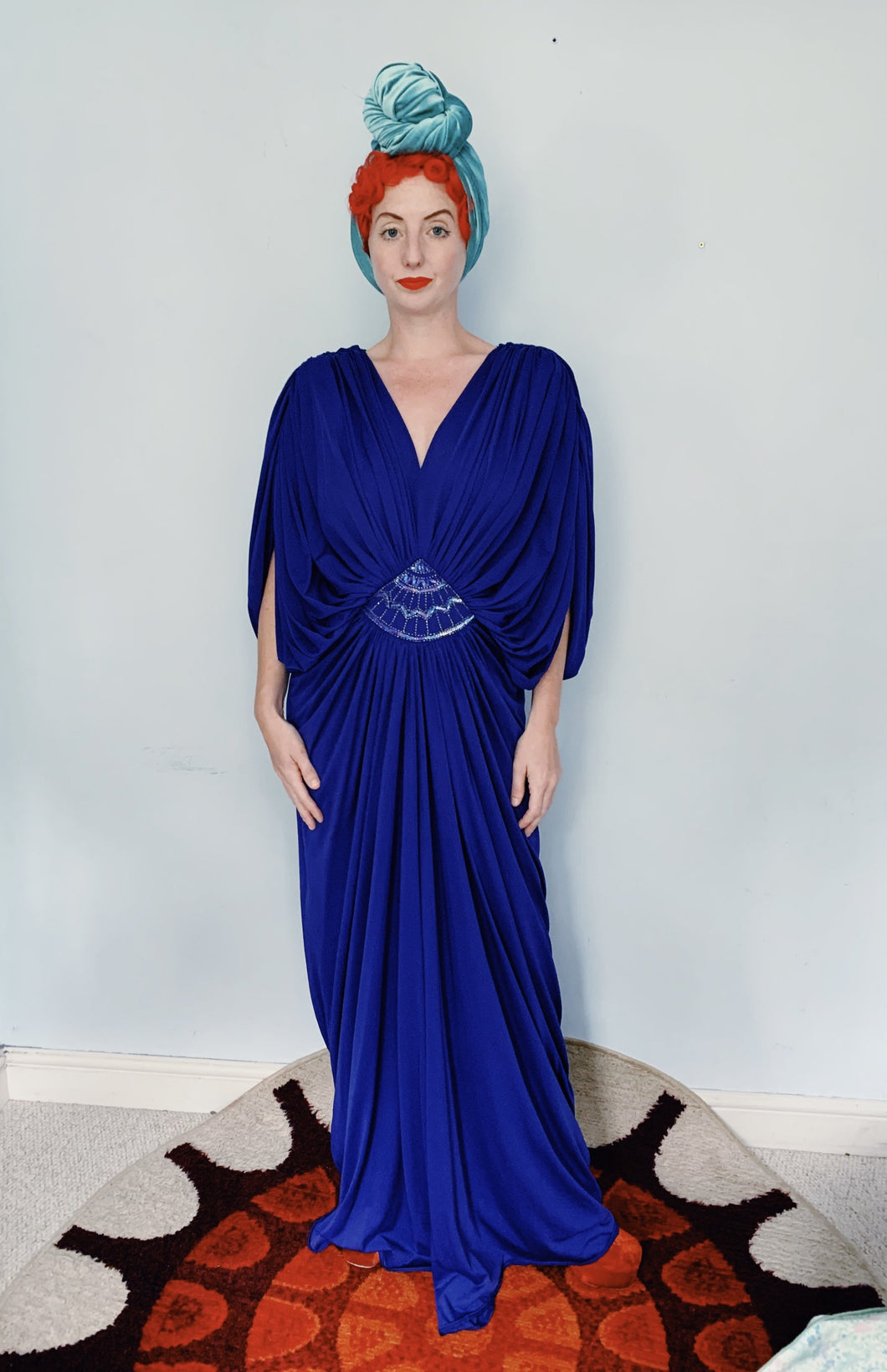 Trina Lewis Art Deco inspired Vintage batwing Grecian Gown